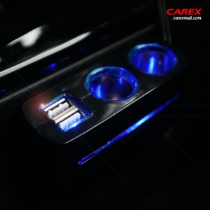 카렉스 아이팝 블루라인 듀얼 USB &amp; 2구소켓